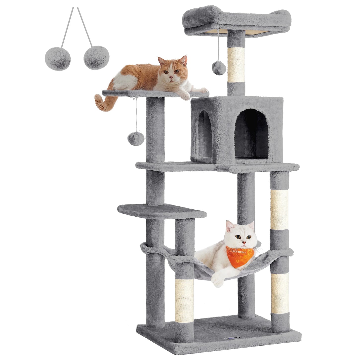 TailWaggers™ Cat Tree, 56.3-Inch Cat Tower for Indoor Cats.