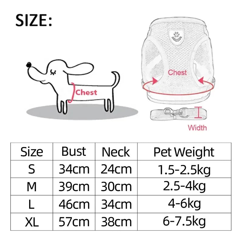 TailWaggers™Cat Harness Vest Walking Lead Leash For Puppy Dogs Collar Polyester Adjustable Mesh Dog Harness For Small Medium Pet Accessories