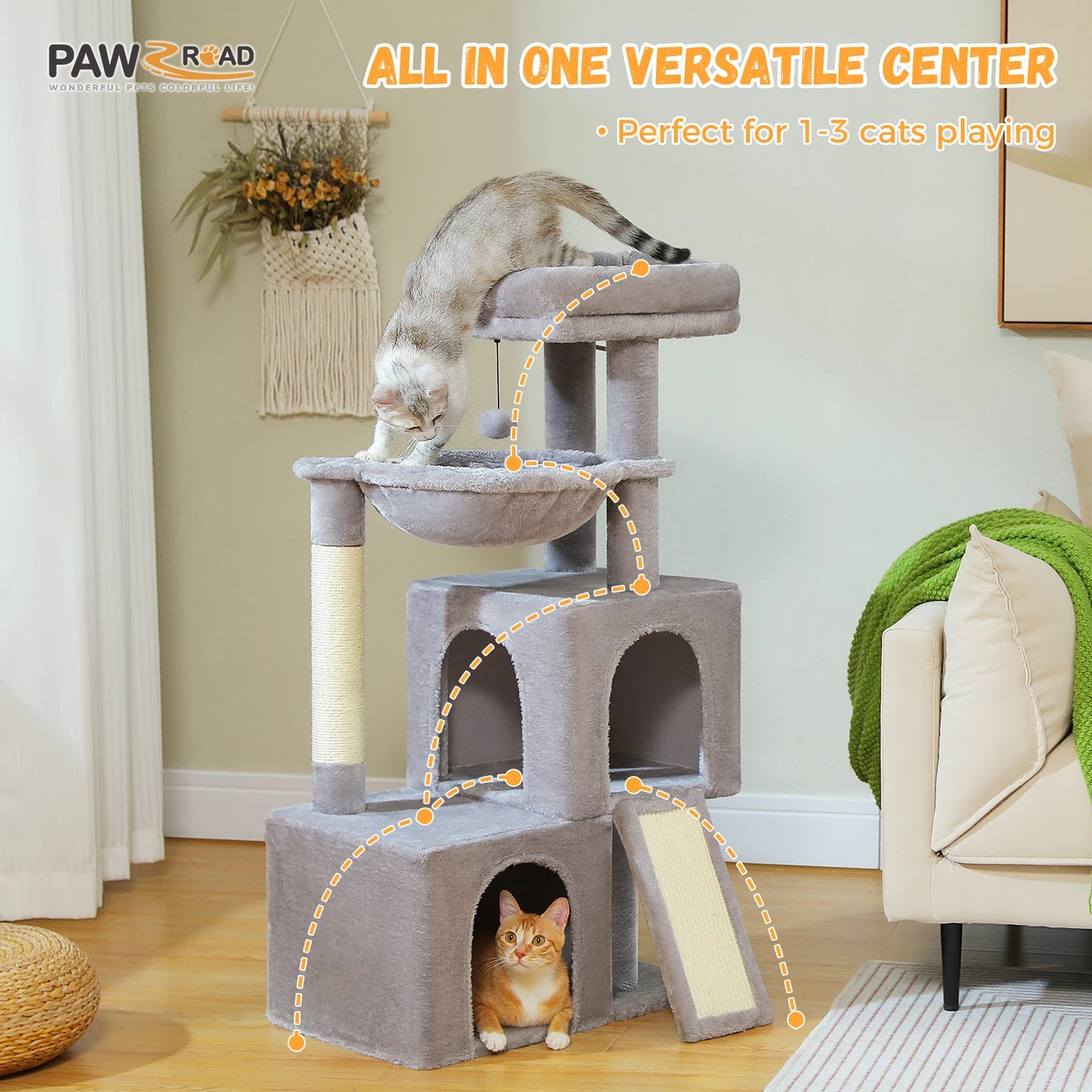 TailWaggers™ Large Cat Tree for Indoor Cats Multi-Level