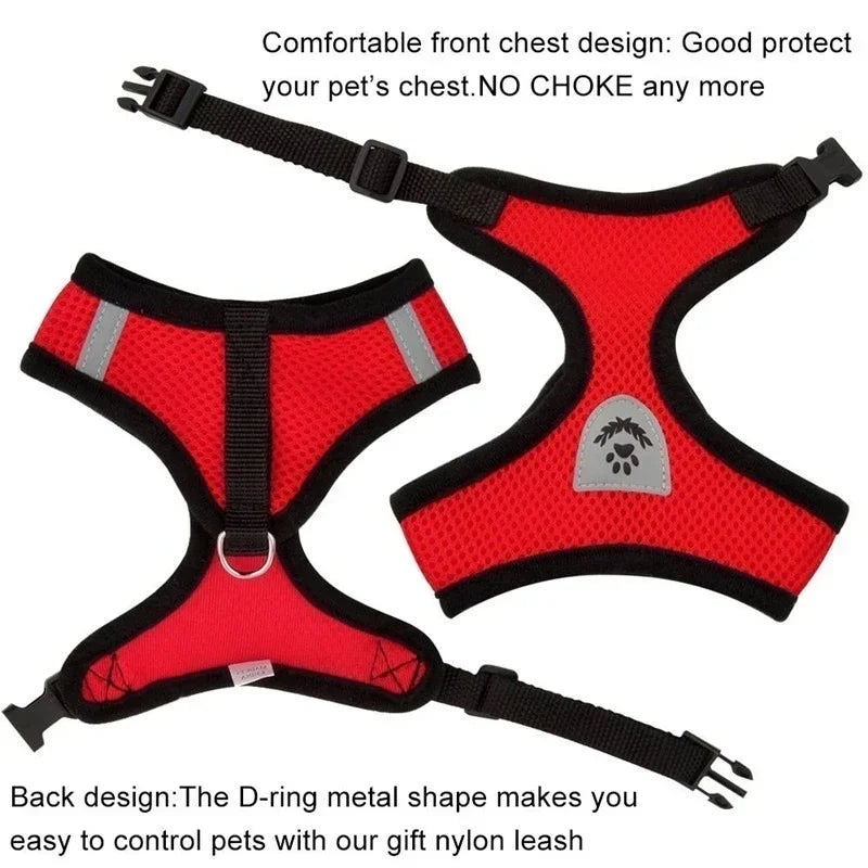 TailWaggers™Cat Harness Vest Walking Lead Leash For Puppy Dogs Collar Polyester Adjustable Mesh Dog Harness For Small Medium Pet Accessories