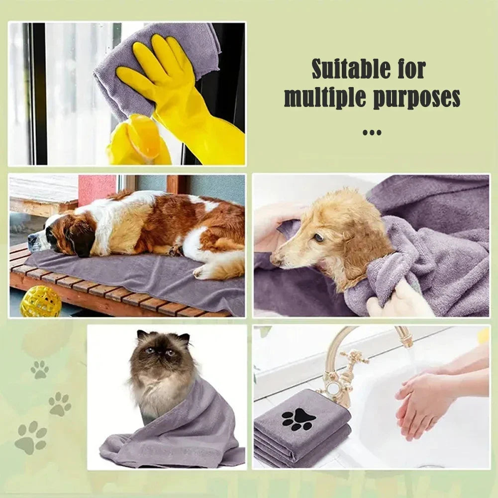 TailWaggers™ Microfiber Pet Bath Towel Embroidered Super Soft Absorbent