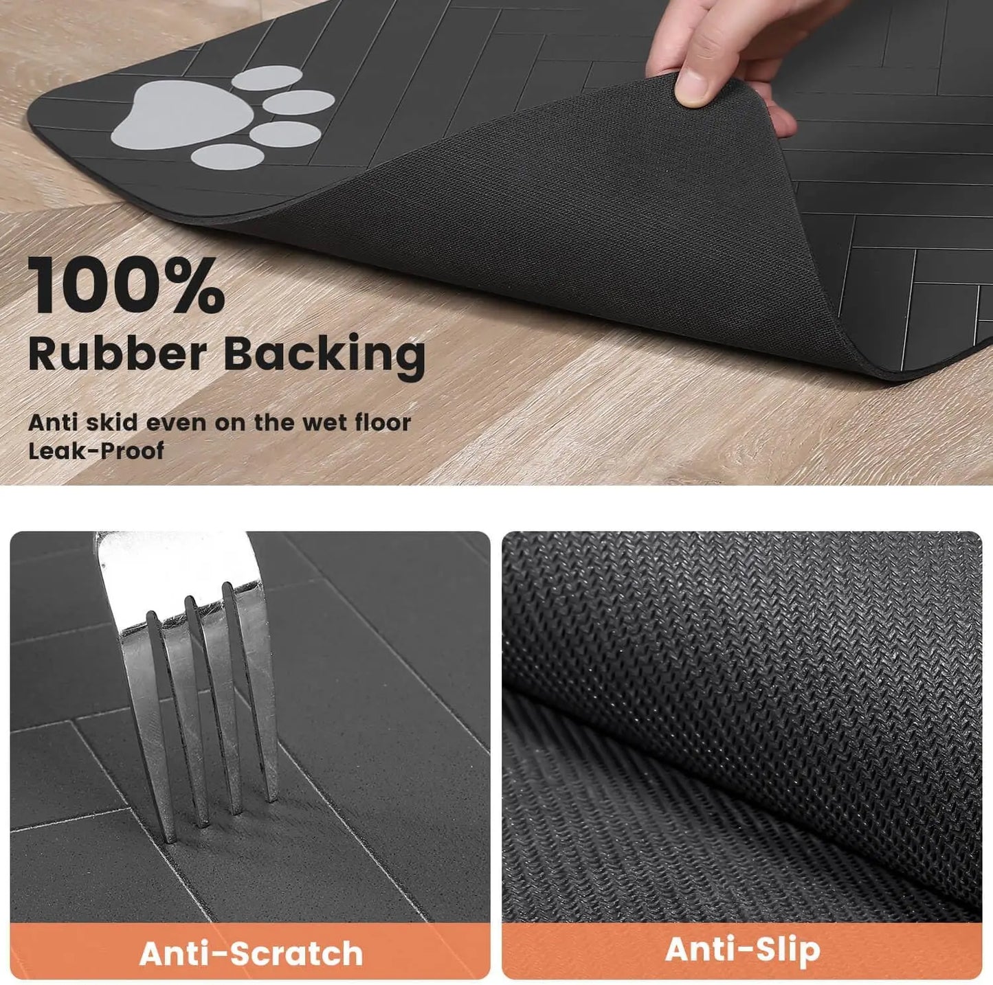 TailWaggers™ Pet Feeding Mat-Absorbent for Food and Water Bowl.