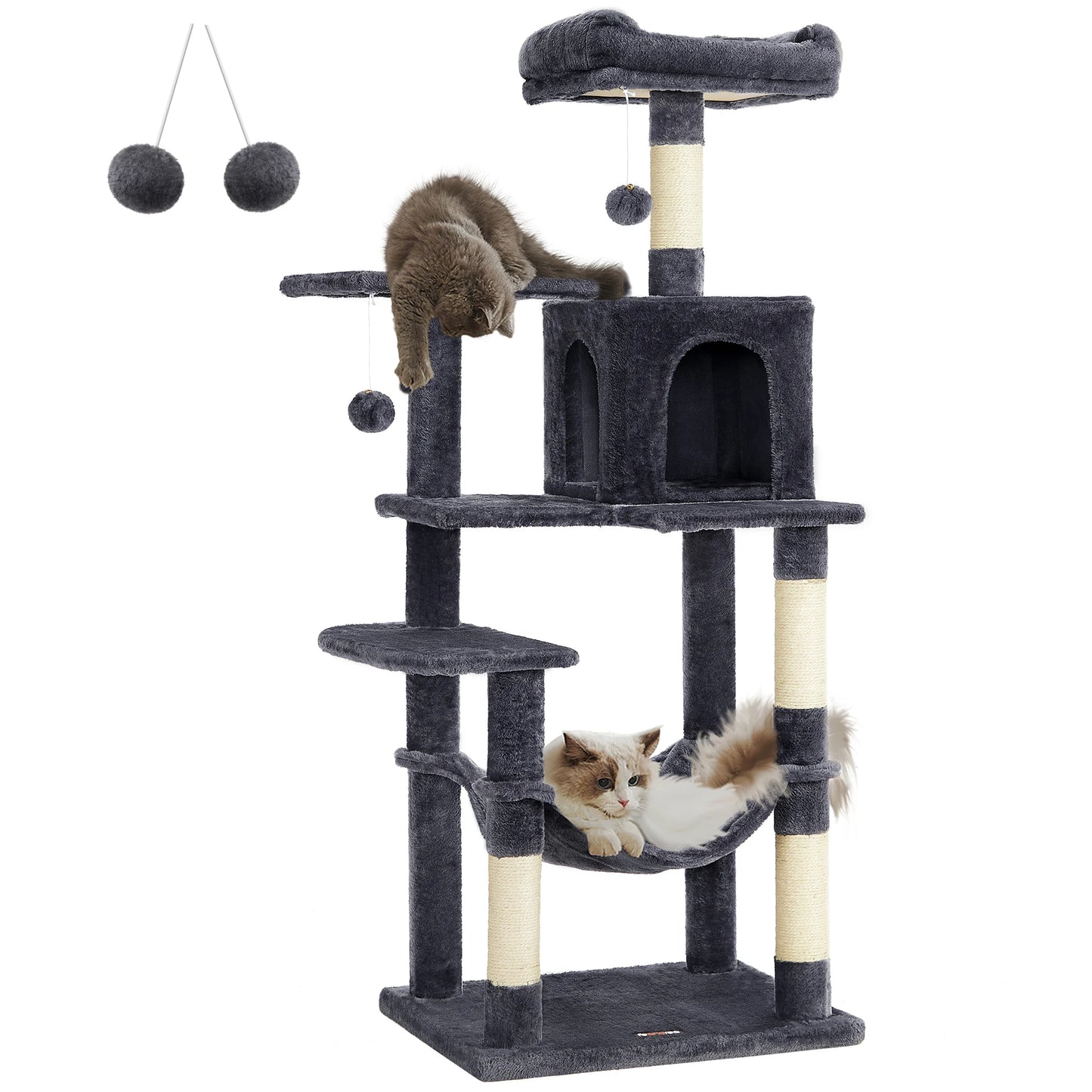 TailWaggers™ Cat Tree, 56.3-Inch Cat Tower for Indoor Cats.