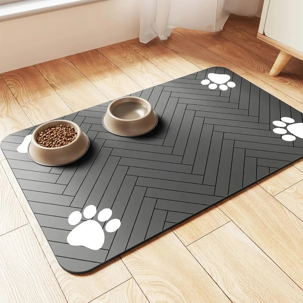 TailWaggers™ Pet Feeding Mat-Absorbent for Food and Water Bowl.