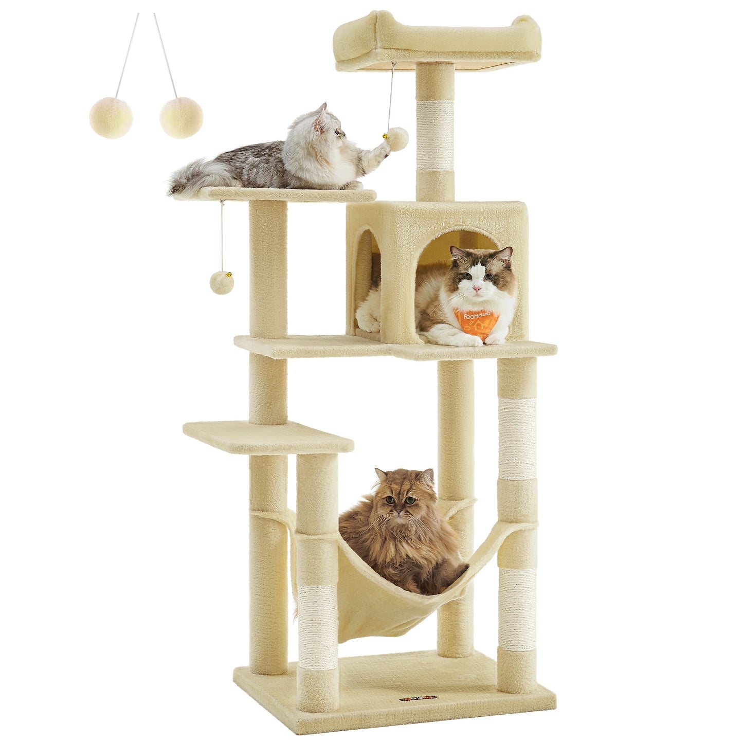 TailWaggers™ Cat Tree, 56.3-Inch Cat Tower for Indoor Cats.