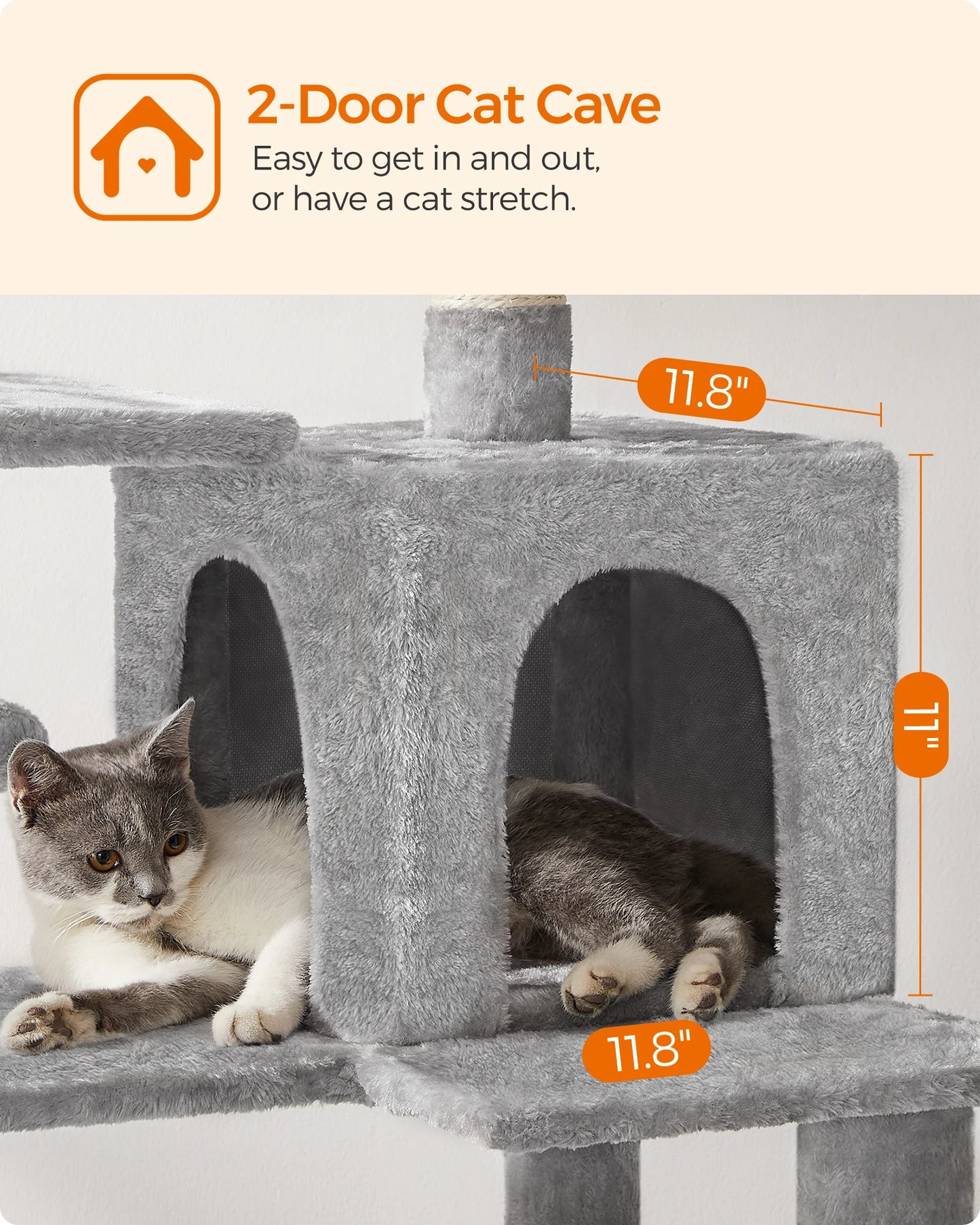 TailWaggers™ Cat Tree, 56.3-Inch Cat Tower for Indoor Cats.