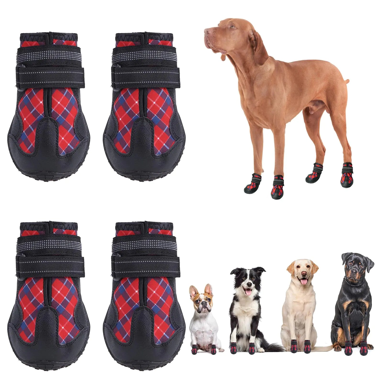 All-Season Dog Boots with Anti-Slip Sole – Reflective Paw Protection Shoes