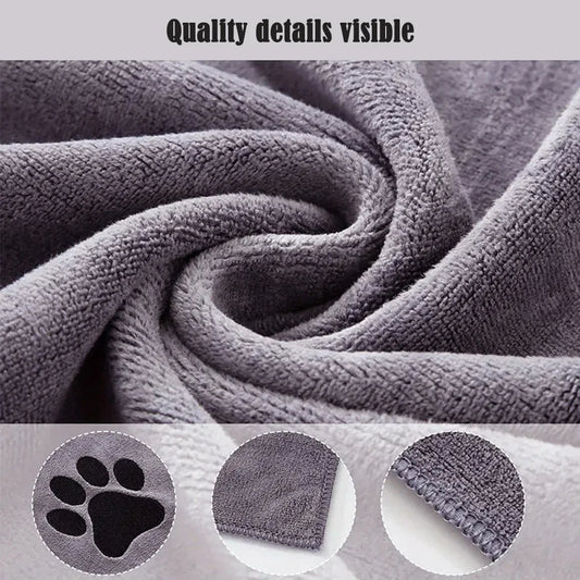 TailWaggers™ Microfiber Pet Bath Towel Embroidered Super Soft Absorbent