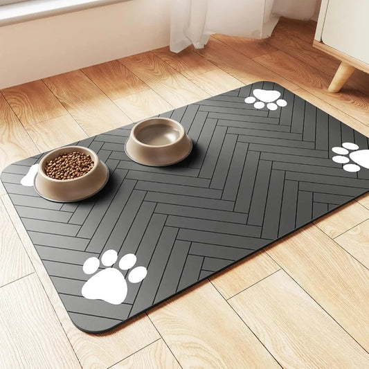TailWaggers™ Pet Feeding Mat-Absorbent  for Food and Water Bowl.