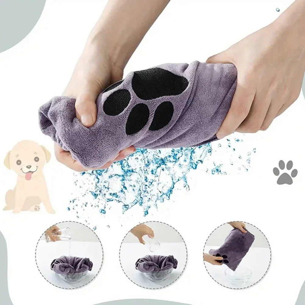 TailWaggers™ Microfiber Pet Bath Towel Embroidered Super Soft Absorbent