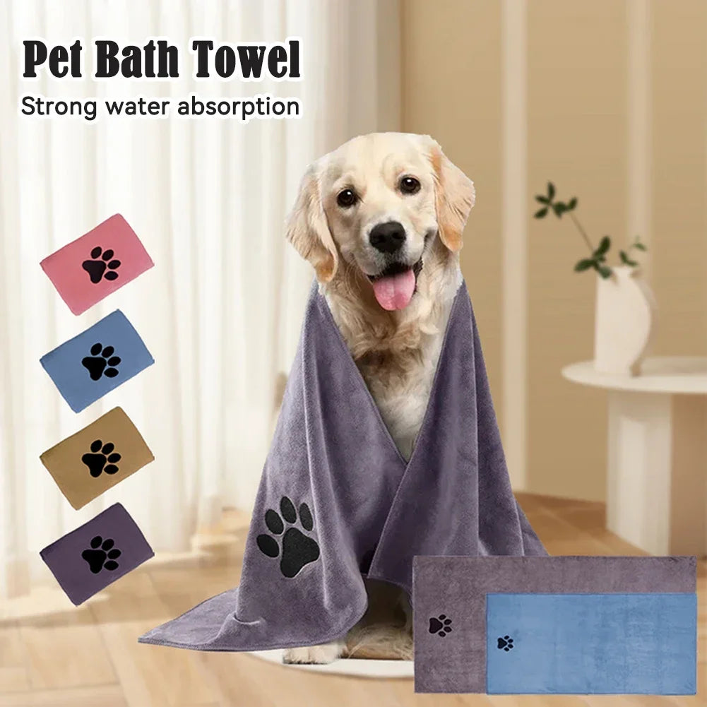 TailWaggers™ Microfiber Pet Bath Towel Embroidered Super Soft Absorbent