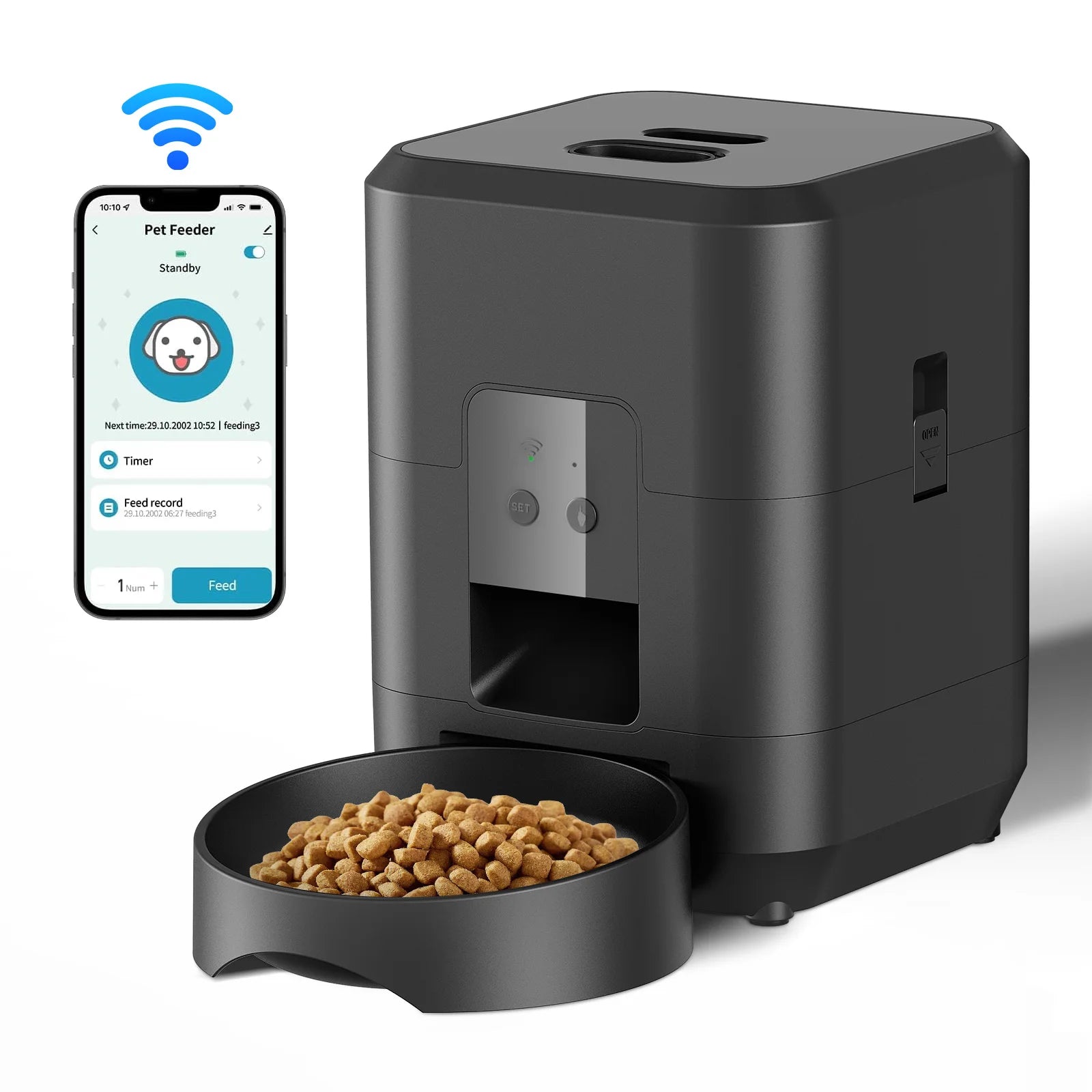 TailWaggers™ Automatic Pet Feeders   Dispenser Wi-Fi App Remote Control Auto Dog Feeder, For Cat , Pet Accessories