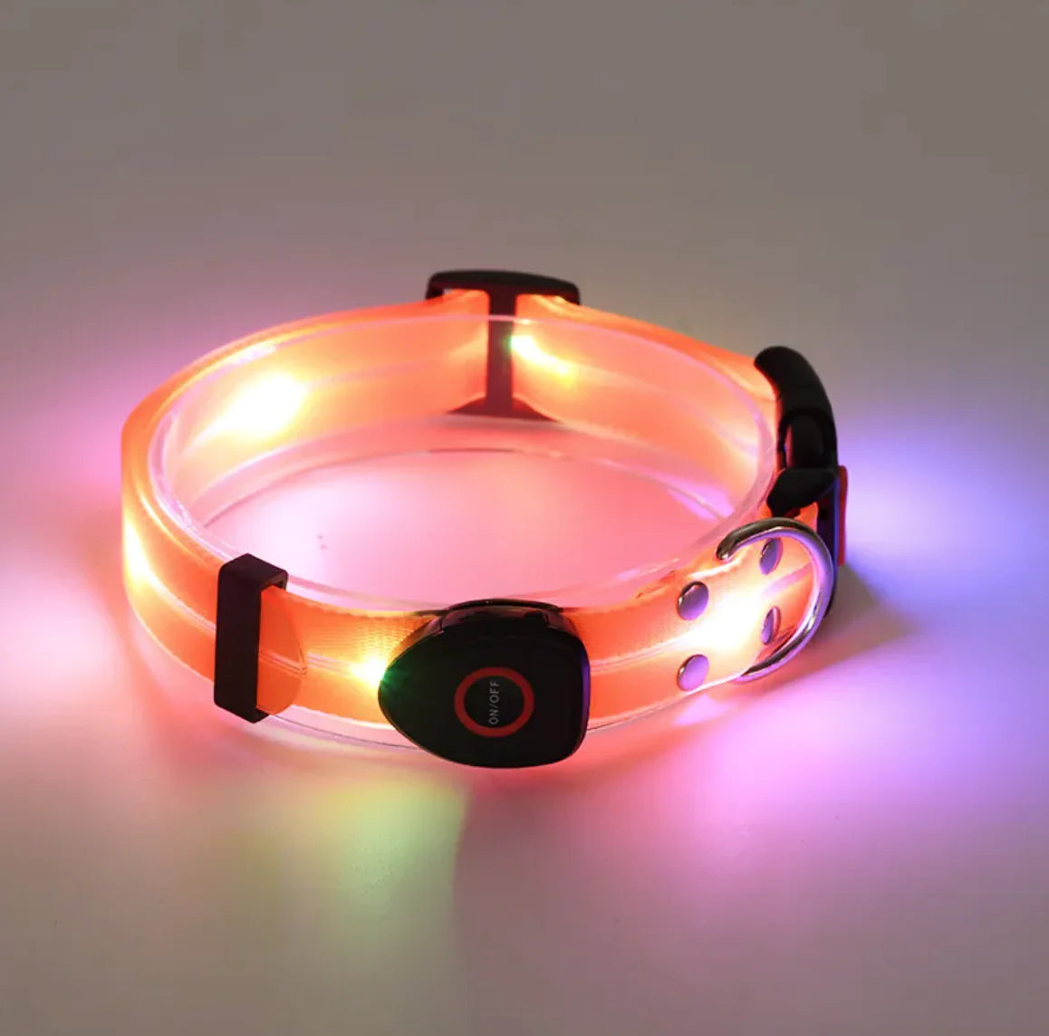 TailWaggers™ Rechargeable LED Pet Collar with Nylon Leash