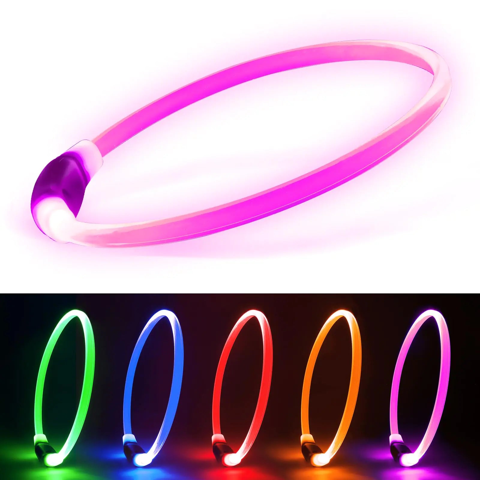 TailWaggers™ Led Dog Collars for Small Dog  USB Rechargeable Safety Pet
