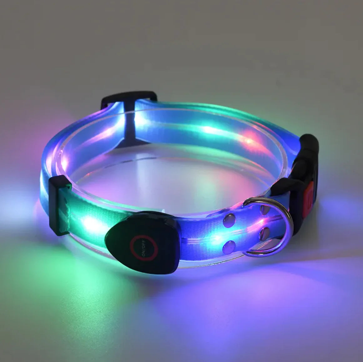 TailWaggers™ Rechargeable LED Pet Collar with Nylon Leash