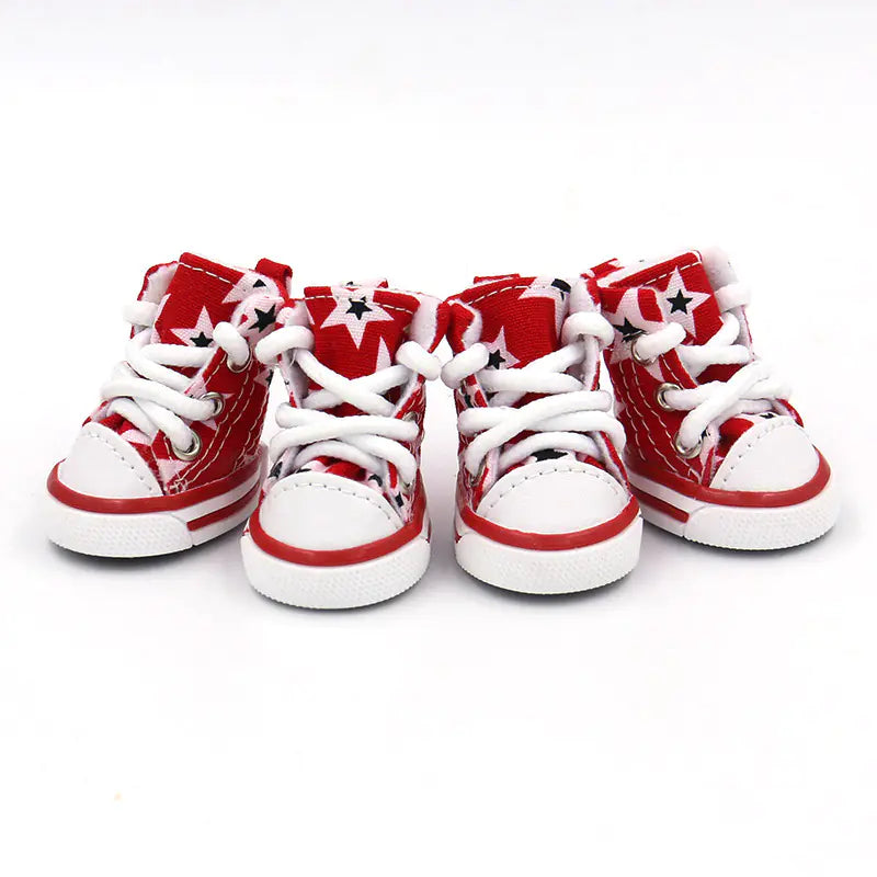 Soft Small Dog Canvas Shoes – Breathable Four Season Pet Shoes with Rubber Sole
